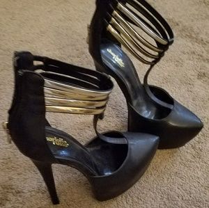 Black strappy platform heels
